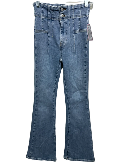 We The Free Size 25 Light Wash Cotton Blend Pleat Detail High Waist Jeans Light Wash / 25