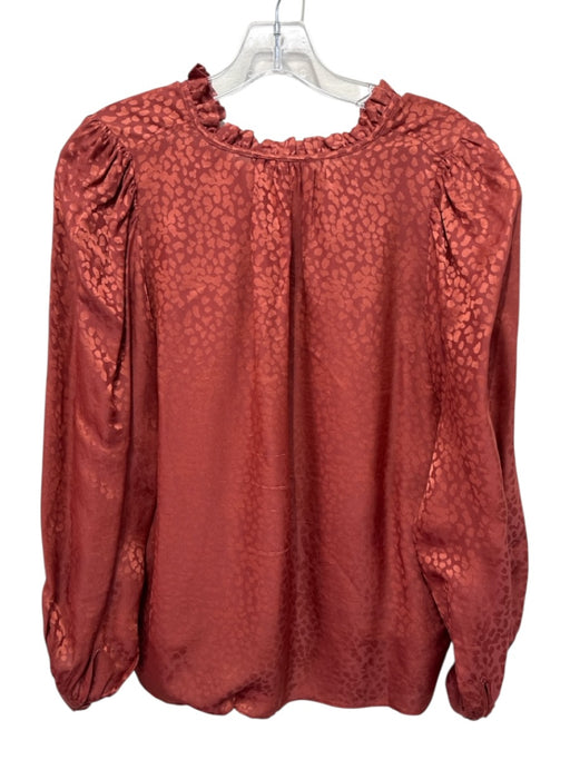 Caballero Size S Pink Orange Viscose Blend Long Balloon Sleeve V Neck Flowy Top Pink Orange / S