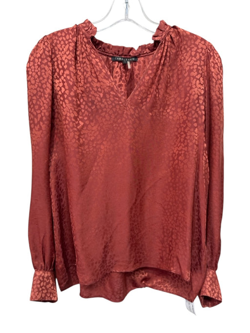 Caballero Size S Pink Orange Viscose Blend Long Balloon Sleeve V Neck Flowy Top Pink Orange / S