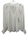 Veronica Beard Size 4 White Silk Long Balloon Sleeve V Neck Jacquard Flowy Top White / 4
