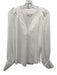 Veronica Beard Size 4 White Silk Long Balloon Sleeve V Neck Jacquard Flowy Top White / 4