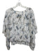 Joie Size S White & Multi Silk Sheer Overlay Abstract Print Smocked Waist Top White & Multi / S