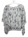 Joie Size S White & Multi Silk Sheer Overlay Abstract Print Smocked Waist Top White & Multi / S