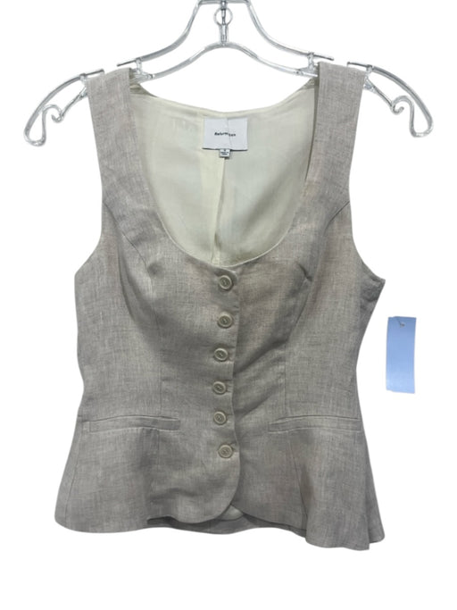 Reformation Size 0 Beige Linen Sleeveless Button Up Buckle Detail Top Beige / 0