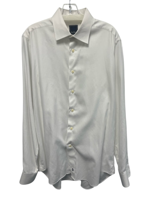 David Donahue Size 17 White Cotton Solid Button Down Men's Long Sleeve Shirt White / 17