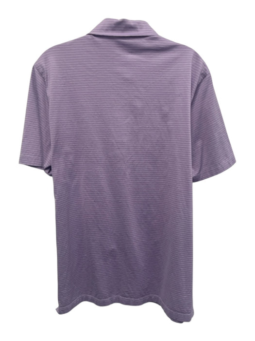 Clubhouse Collection Size L Purple & White Cotton Striped Short Sleeve Shirt Purple & White / L
