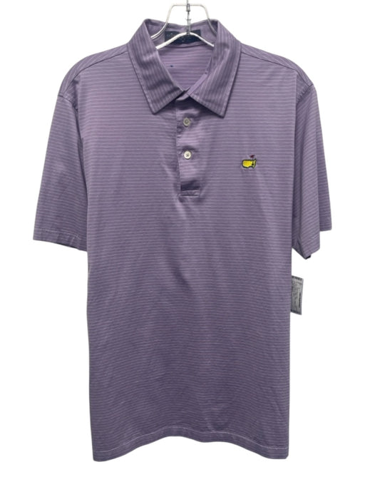 Clubhouse Collection Size L Purple & White Cotton Striped Short Sleeve Shirt Purple & White / L