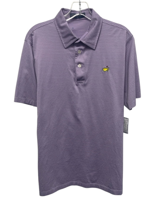Clubhouse Collection Size L Purple & White Cotton Striped Short Sleeve Shirt Purple & White / L