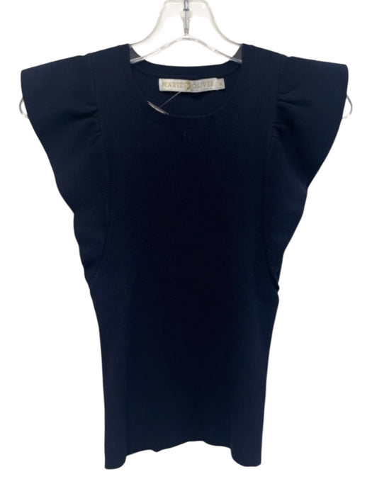 Marie Oliver Size XS Navy Viscose Blend Ribbed Knit Top Navy / XS