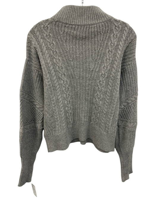 Veronica Beard Size S Grey Wool Blend Long Sleeve Cable Knit Mock Neck Sweater Grey / S