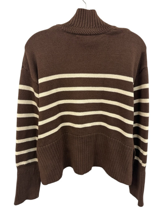 Veronica Beard Size S Brown & White Cotton Long Sleeve Stripe Sweater Brown & White / S