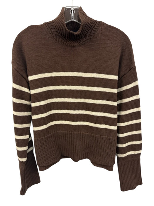 Veronica Beard Size S Brown & White Cotton Long Sleeve Stripe Sweater Brown & White / S