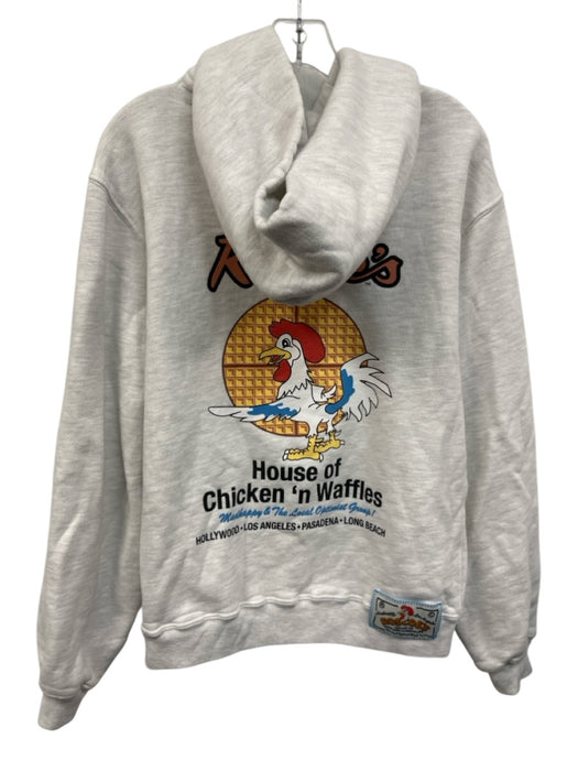 Mad Happy Size M White Cotton Long Sleeve Hoodie Kangaroo Pocket Logo Sweater White / M