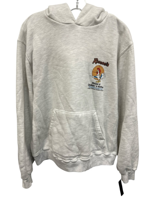 Mad Happy Size M White Cotton Long Sleeve Hoodie Kangaroo Pocket Logo Sweater White / M