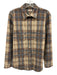 Faherty Size M Brown & Blue Polyester Blend Long Sleeve Plaid Button Up Top Brown & Blue / M
