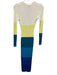 Staud Size XS White, Blue & Multi Viscose & Nylon Long Sleeve Ribbed Midi Dress White, Blue & Multi / XS