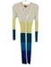 Staud Size XS White, Blue & Multi Viscose & Nylon Long Sleeve Ribbed Midi Dress White, Blue & Multi / XS
