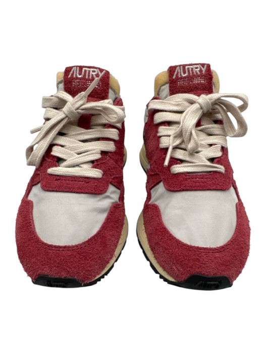 Autry Shoe Size 38 Red, Gray, Black Leather & Synthetic Lace Up Low Top Sneakers Red, Gray, Black / 38