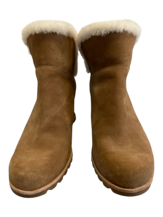 Ugg Shoe Size 9 Brown & White Leather Shearling Round Toe Boots Brown & White / 9