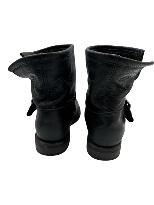 Frye Shoe Size 8 Black Leather Round Toe Strap Bootie Boots Black / 8