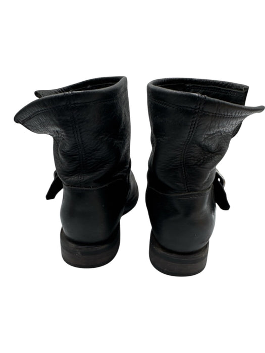Frye Shoe Size 8 Black Leather Round Toe Strap Bootie Boots Black / 8
