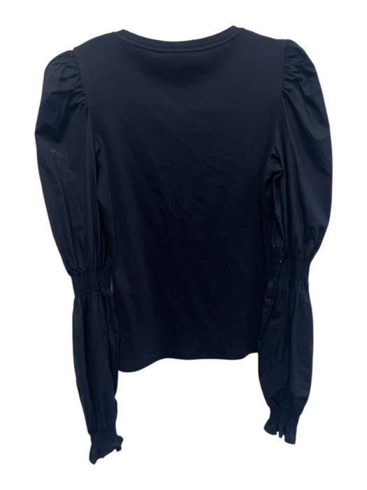 Veronica Beard Size M Navy Cotton Long Sleeve Ribbed Puff Sleeve Sweater Navy / M