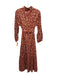 Ann Mashburn Size M Rust Orange & Beige Cotton Seersucker Long Sleeve Midi Dress Rust Orange & Beige / M