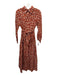 Ann Mashburn Size M Rust Orange & Beige Cotton Seersucker Long Sleeve Midi Dress Rust Orange & Beige / M