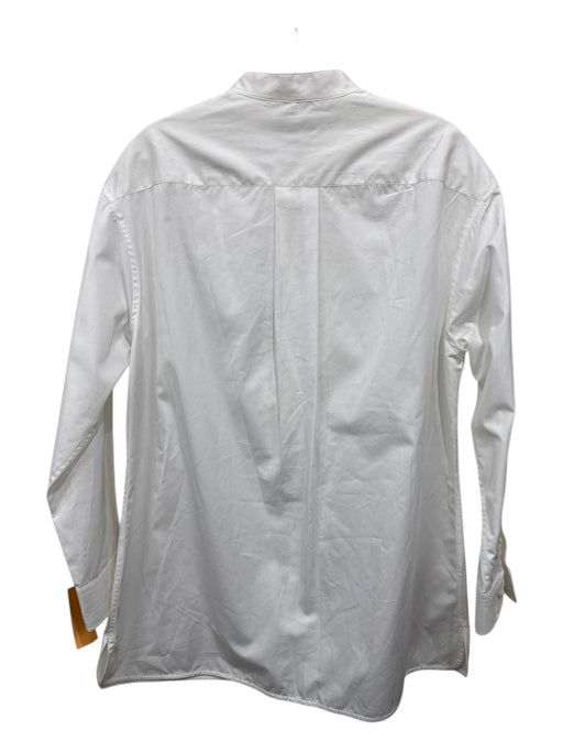 Ann Mashburn Size M White Cotton Long Sleeve Button Collarless Bib Top White / M