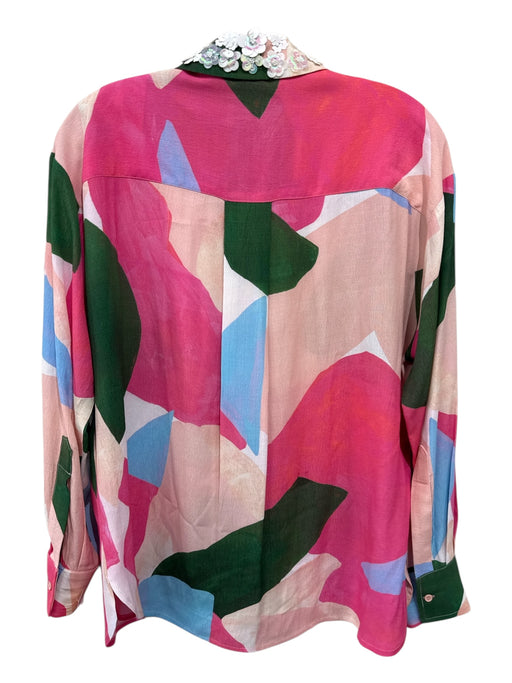 Essentiel Antwerp Size M / 38 Pink, Green, Blue Viscose Long Sleeve Abstract Top Pink, Green, Blue / M / 38