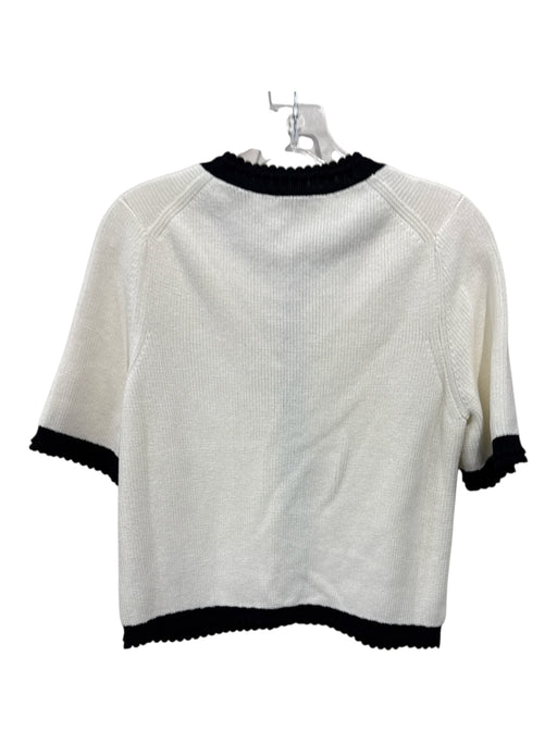 Veronica Beard Size M Cream & Black Cotton Contrast Trim Shell Top Sweater Set Cream & Black / M