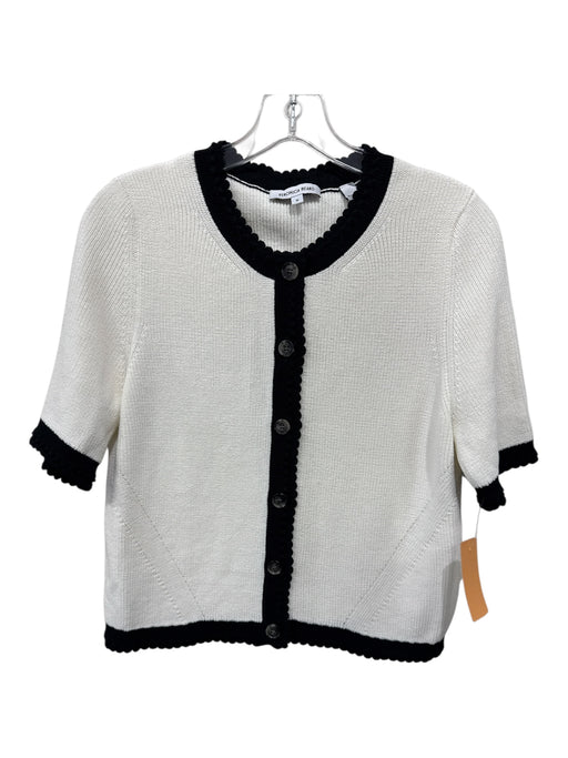 Veronica Beard Size M Cream & Black Cotton Contrast Trim Shell Top Sweater Set Cream & Black / M