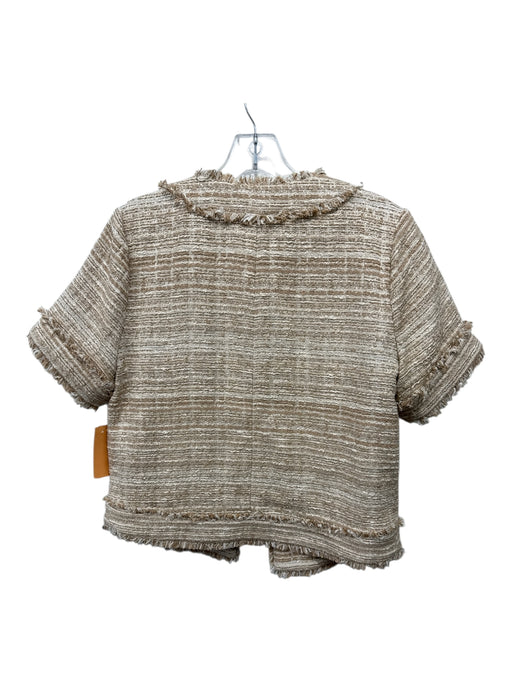 Ann Mashburn Size M Cream & Beige Cotton Blend Short Sleeve tweed Jacket Cream & Beige / M