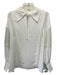 Brochu Walker Size M White Polyester Eyelet V Tie Neck Long Sleeve Top White / M