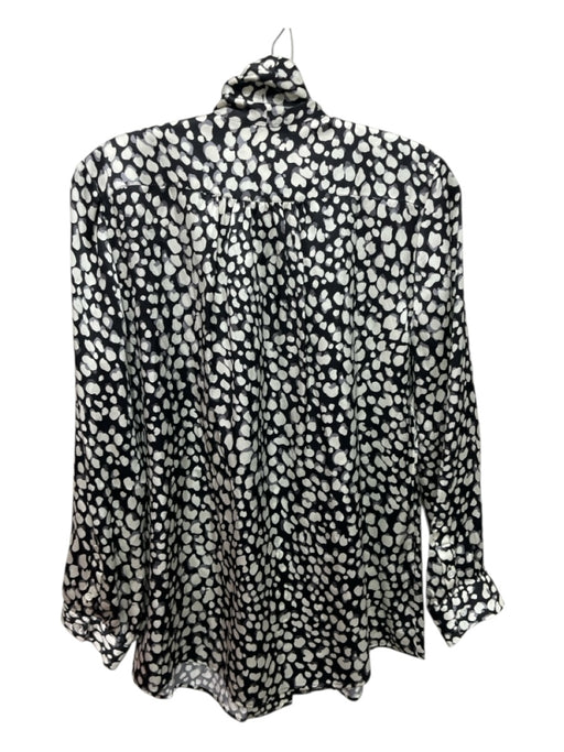 Ann Mashburn Size L Black, Gray, White Silk Long Sleeve Abstract Polka Dot Top Black, Gray, White / L