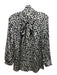 Ann Mashburn Size L Black, Gray, White Silk Long Sleeve Abstract Polka Dot Top Black, Gray, White / L