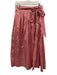 Ann Mashburn Size L White & Red Silk Gingham Pleated Waist Wrap Maxi Skirt White & Red / L