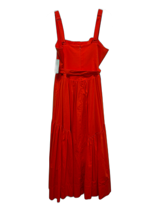 Cinq a Sept Size 8 Hot Orange Cotton Blend Sleeveless 1/2 Button Dress Hot Orange / 8
