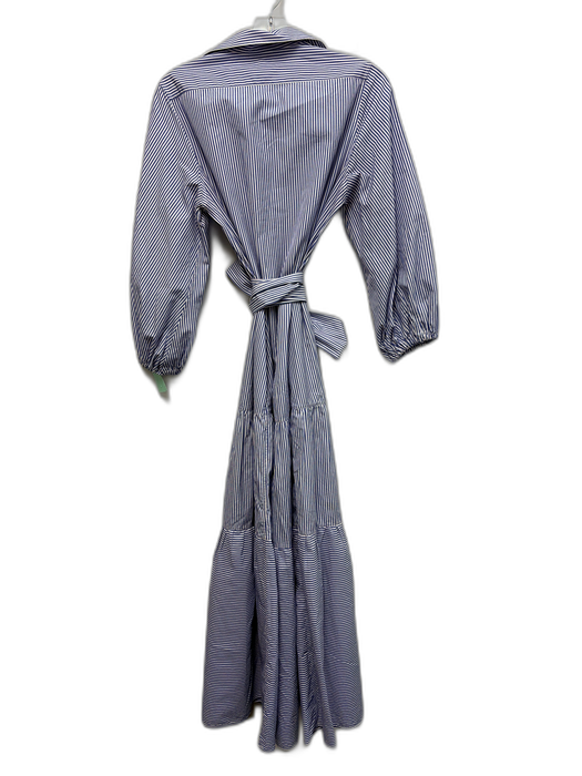 Ann Mashburn Size M Blue & White Cotton Striped Drop Waist Button Front Dress Blue & White / M
