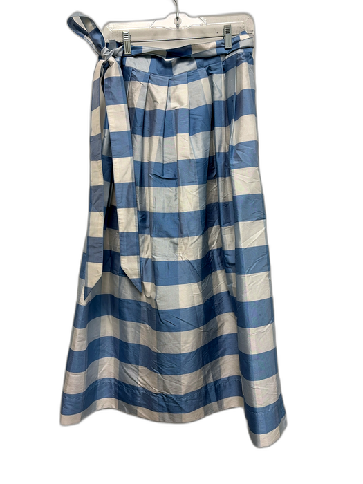 Ann Mashburn Size M Blue & White Silk Gingham Pleated Waist Wrap Midi Skirt Blue & White / M