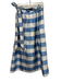 Ann Mashburn Size M Blue & White Silk Gingham Pleated Waist Wrap Midi Skirt Blue & White / M