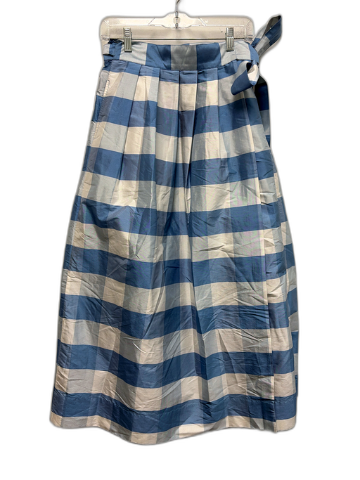Ann Mashburn Size M Blue & White Silk Gingham Pleated Waist Wrap Midi Skirt Blue & White / M