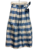 Ann Mashburn Size M Blue & White Silk Gingham Pleated Waist Wrap Midi Skirt Blue & White / M