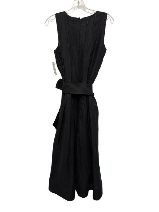Ann Mashburn Size M Black Linen Sleeveless Pintuck Pleats Back Zip Dress Black / M