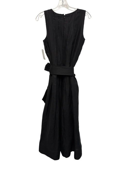 Ann Mashburn Size M Black Linen Sleeveless Pintuck Pleats Back Zip Dress Black / M