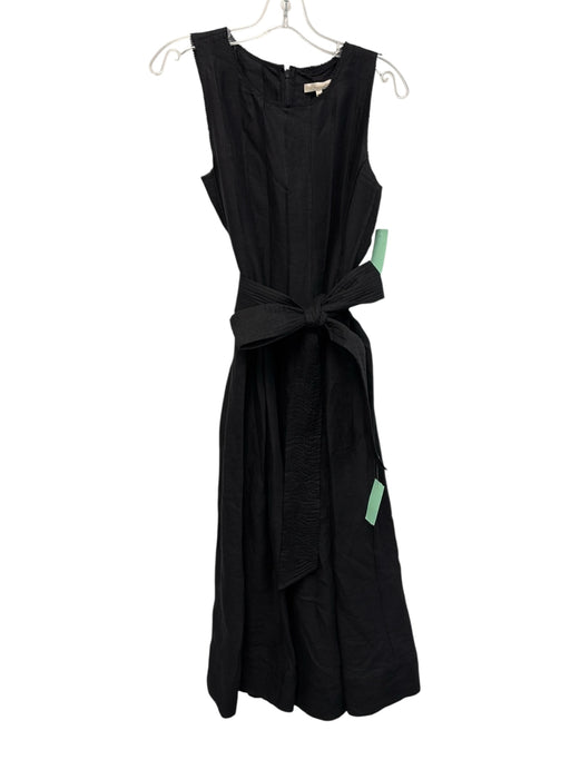 Ann Mashburn Size M Black Linen Sleeveless Pintuck Pleats Back Zip Dress Black / M