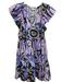 Marie Oliver Size XS Purple, Blue & Green Linen & Cotton Abstract Print Dress Purple, Blue & Green / XS
