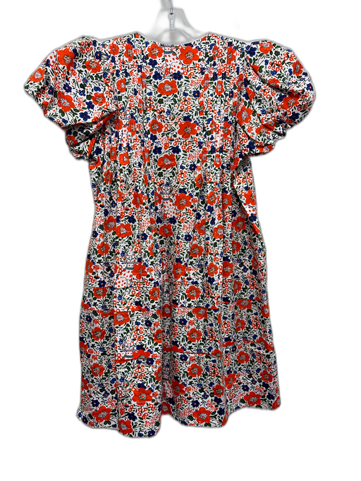 Hunter Bell Size S White, Orange & Blue Cotton Floral Short Puff Sleeve Dress White, Orange & Blue / S