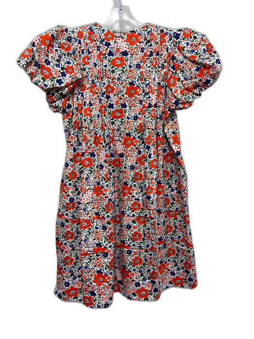 Hunter Bell Size S White, Orange & Blue Cotton Floral Short Puff Sleeve Dress White, Orange & Blue / S