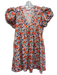 Hunter Bell Size S White, Orange & Blue Cotton Floral Short Puff Sleeve Dress White, Orange & Blue / S
